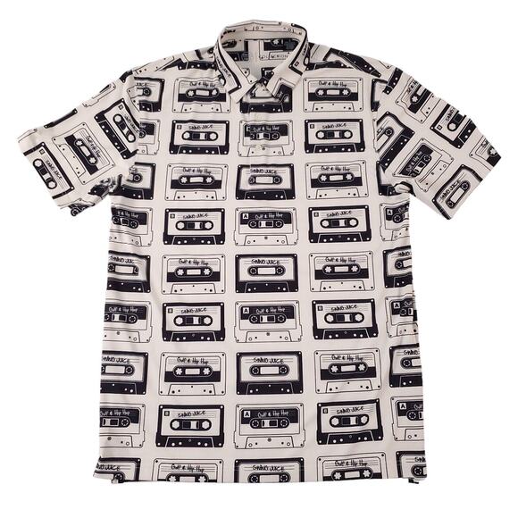 Swing Juice Collection Cassette Tape Hip Hope Golf Polo Shirt White Black Large - Picture 2 of 8